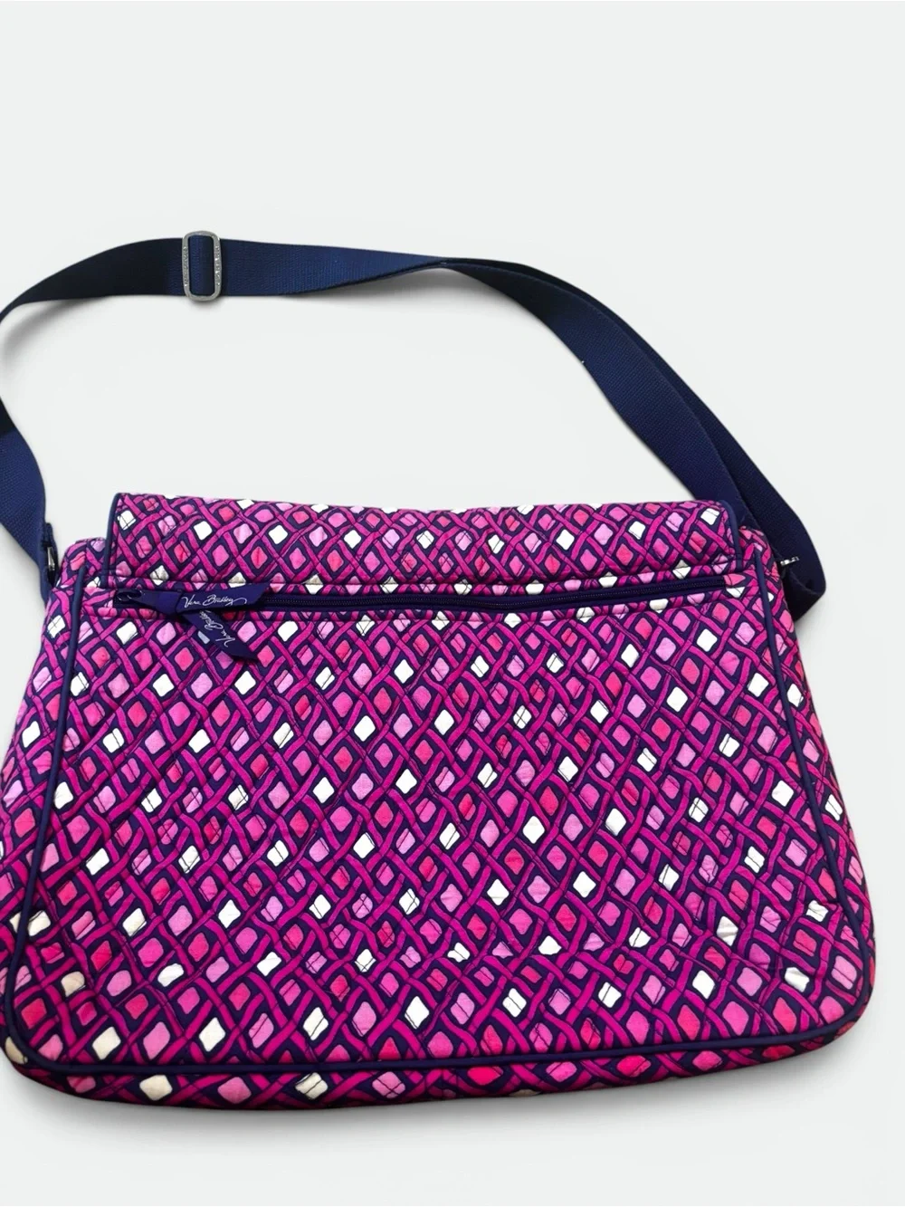 Vintage Vera Bradley Catalina Pink Navy Messenger Laptop Bag Y2K Retired Print